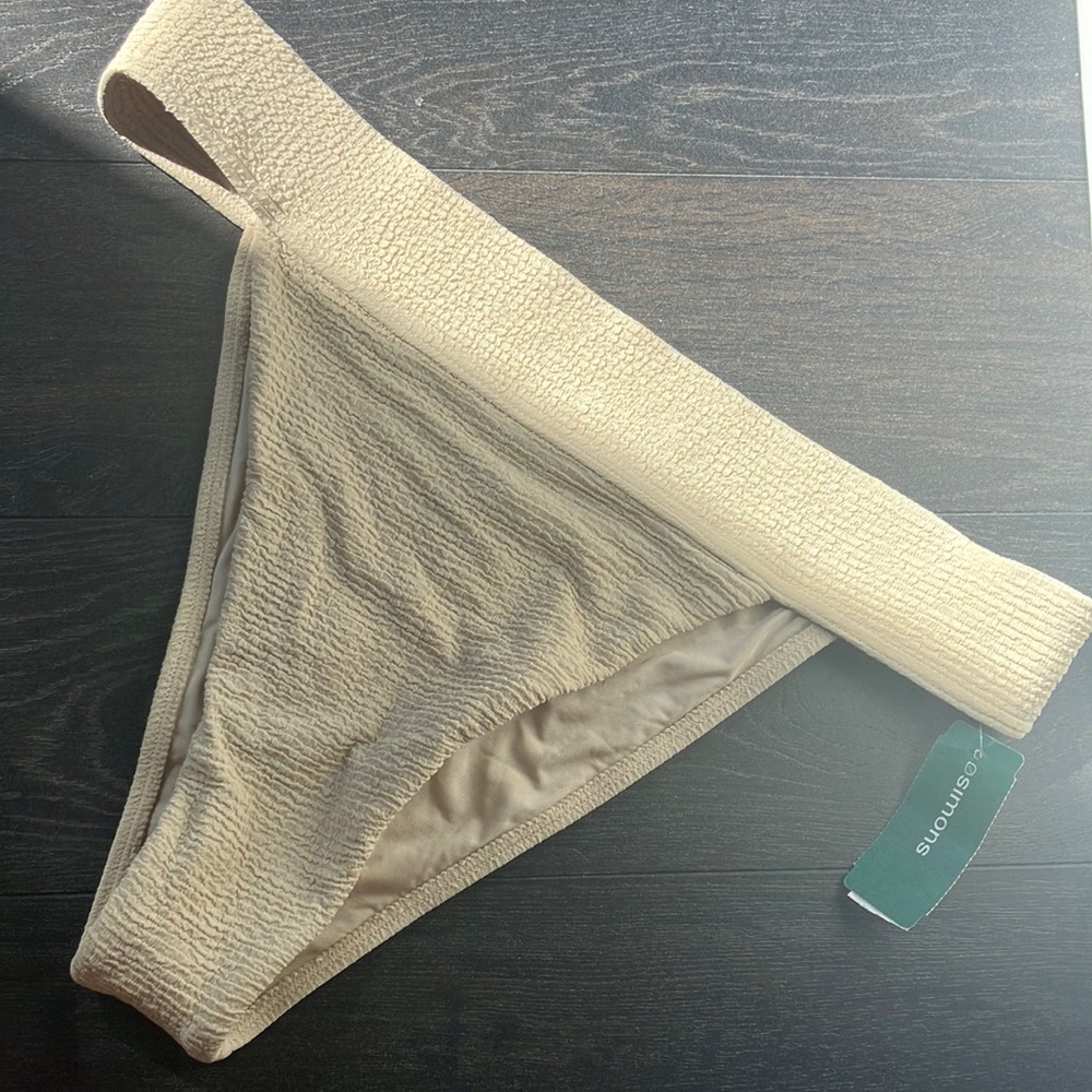 Tan Textured high waisted Bikini Bottom